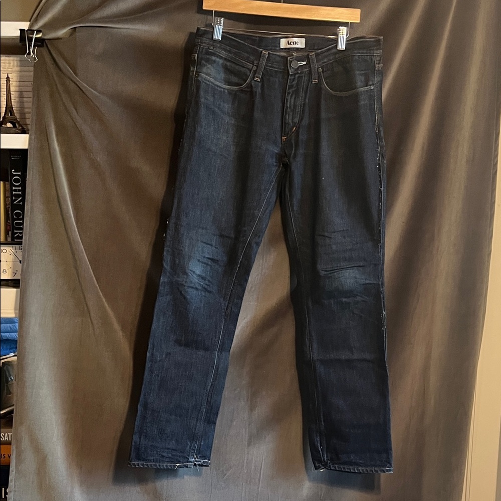 Acne Straight Men’s Jeans in Dark Indigo Blue